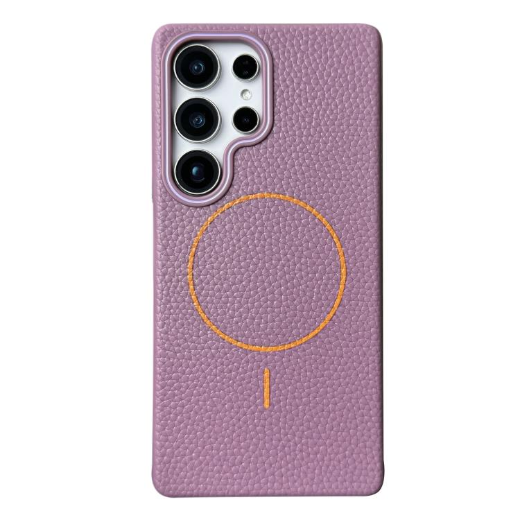 Thin Circle MagSafe Litchi Grain TPU Phone Case, For Samsung Galaxy S25 5G, For Samsung Galaxy S25+ 5G, For Samsung Galaxy S25 Ultra 5G, For Samsung Galaxy S24 FE 5G, For Samsung Galaxy S24 Ultra 5G, For Samsung Galaxy S24+ 5G, For Samsung Galaxy S24 5...
