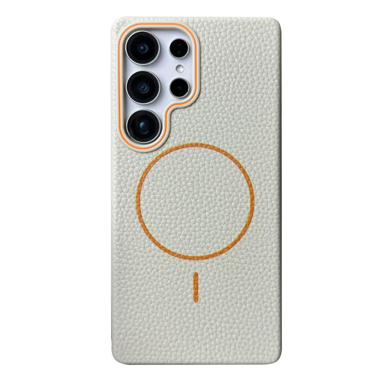 Thin Circle MagSafe Litchi Grain TPU Phone Case, For Samsung Galaxy S25 5G, For Samsung Galaxy S25+ 5G, For Samsung Galaxy S25 Ultra 5G, For Samsung Galaxy S24 FE 5G, For Samsung Galaxy S24 Ultra 5G, For Samsung Galaxy S24+ 5G, For Samsung Galaxy S24 5...