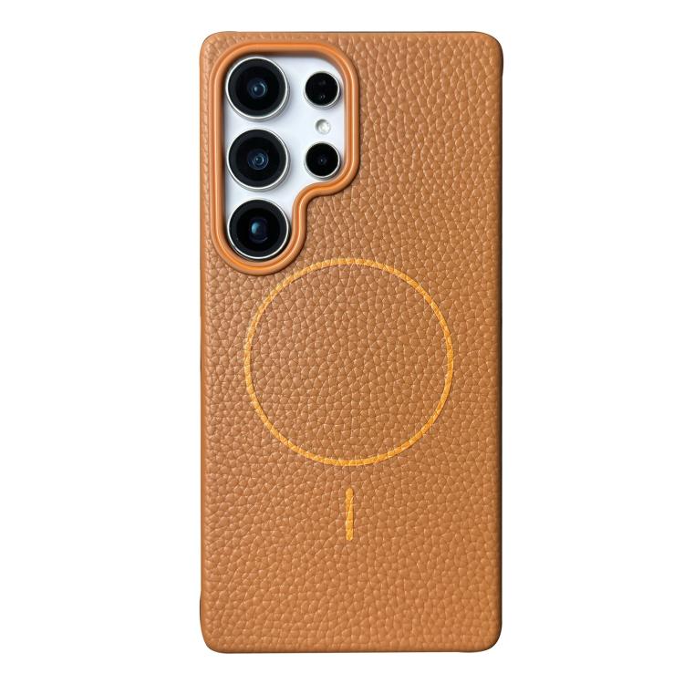 Thin Circle MagSafe Litchi Grain TPU Phone Case, For Samsung Galaxy S25 5G, For Samsung Galaxy S25+ 5G, For Samsung Galaxy S25 Ultra 5G, For Samsung Galaxy S24 FE 5G, For Samsung Galaxy S24 Ultra 5G, For Samsung Galaxy S24+ 5G, For Samsung Galaxy S24 5...
