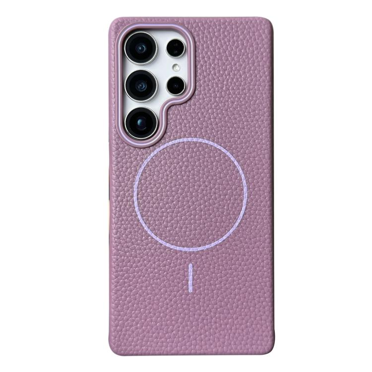 Thin Circle MagSafe Litchi Grain TPU Phone Case, For Samsung Galaxy S25 5G, For Samsung Galaxy S25+ 5G, For Samsung Galaxy S25 Ultra 5G, For Samsung Galaxy S24 FE 5G, For Samsung Galaxy S24 Ultra 5G, For Samsung Galaxy S24+ 5G, For Samsung Galaxy S24 5...