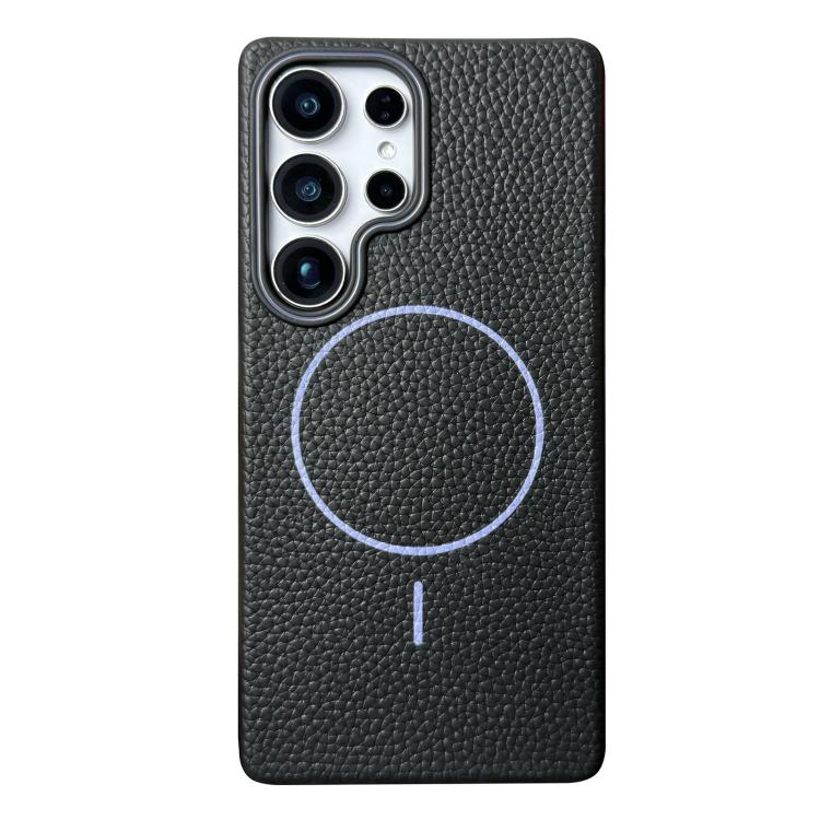 Thin Circle MagSafe Litchi Grain TPU Phone Case, For Samsung Galaxy S25 5G, For Samsung Galaxy S25+ 5G, For Samsung Galaxy S25 Ultra 5G, For Samsung Galaxy S24 FE 5G, For Samsung Galaxy S24 Ultra 5G, For Samsung Galaxy S24+ 5G, For Samsung Galaxy S24 5...