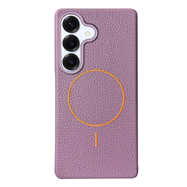Thin Circle MagSafe Litchi Grain TPU Phone Case, For Samsung Galaxy S25 5G, For Samsung Galaxy S25+ 5G, For Samsung Galaxy S25 Ultra 5G, For Samsung Galaxy S24 FE 5G, For Samsung Galaxy S24 Ultra 5G, For Samsung Galaxy S24+ 5G, For Samsung Galaxy S24 5...