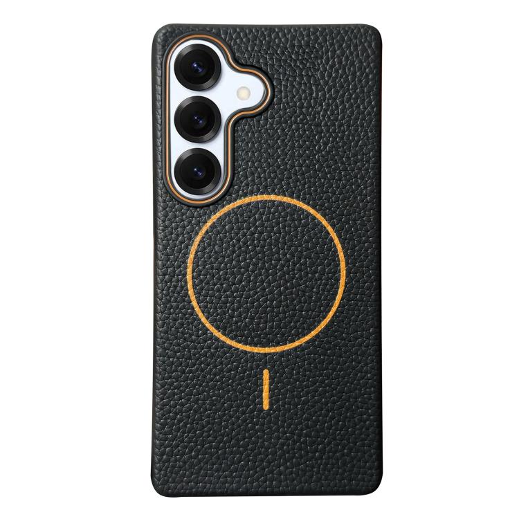 Thin Circle MagSafe Litchi Grain TPU Phone Case, For Samsung Galaxy S25 5G, For Samsung Galaxy S25+ 5G, For Samsung Galaxy S25 Ultra 5G, For Samsung Galaxy S24 FE 5G, For Samsung Galaxy S24 Ultra 5G, For Samsung Galaxy S24+ 5G, For Samsung Galaxy S24 5...