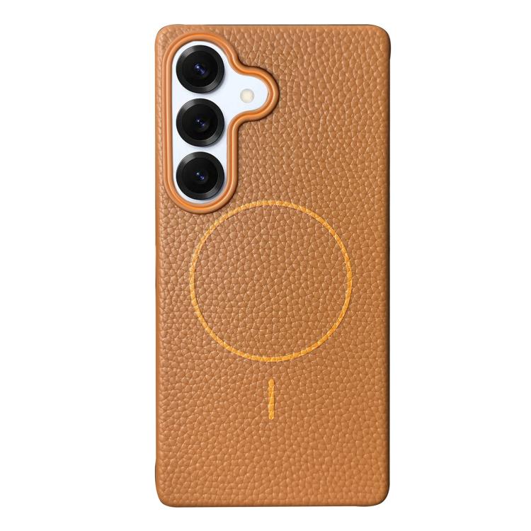 Thin Circle MagSafe Litchi Grain TPU Phone Case, For Samsung Galaxy S25 5G, For Samsung Galaxy S25+ 5G, For Samsung Galaxy S25 Ultra 5G, For Samsung Galaxy S24 FE 5G, For Samsung Galaxy S24 Ultra 5G, For Samsung Galaxy S24+ 5G, For Samsung Galaxy S24 5...