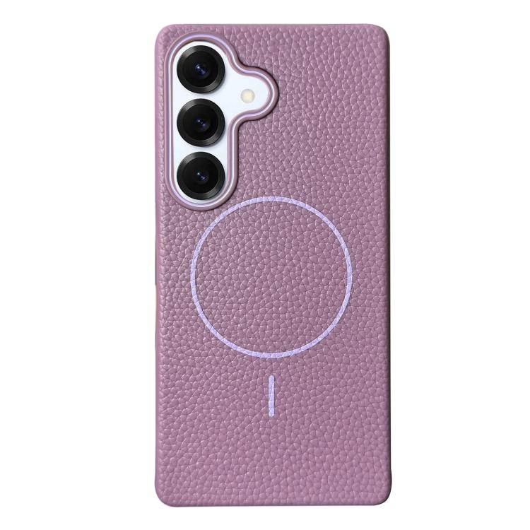 Thin Circle MagSafe Litchi Grain TPU Phone Case, For Samsung Galaxy S25 5G, For Samsung Galaxy S25+ 5G, For Samsung Galaxy S25 Ultra 5G, For Samsung Galaxy S24 FE 5G, For Samsung Galaxy S24 Ultra 5G, For Samsung Galaxy S24+ 5G, For Samsung Galaxy S24 5...