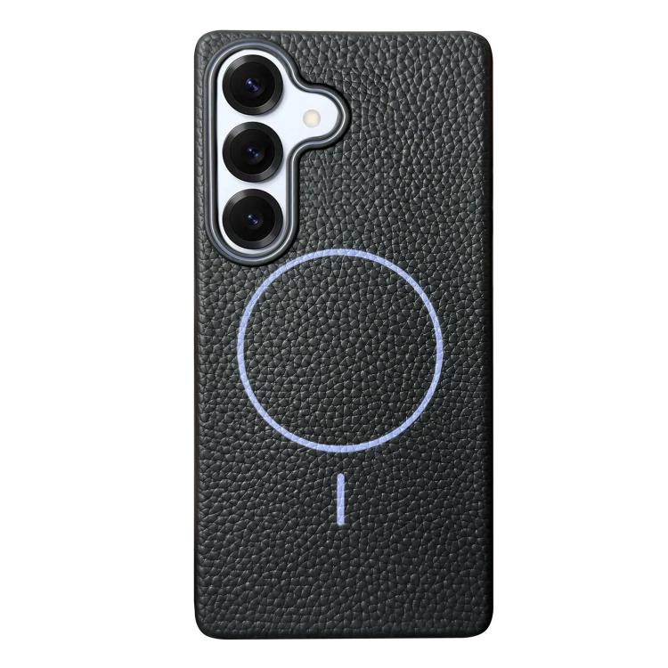 Thin Circle MagSafe Litchi Grain TPU Phone Case, For Samsung Galaxy S25 5G, For Samsung Galaxy S25+ 5G, For Samsung Galaxy S25 Ultra 5G, For Samsung Galaxy S24 FE 5G, For Samsung Galaxy S24 Ultra 5G, For Samsung Galaxy S24+ 5G, For Samsung Galaxy S24 5...