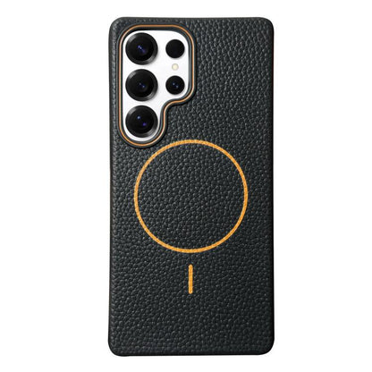 Thin Circle MagSafe Litchi Grain TPU Phone Case, For Samsung Galaxy S25 5G, For Samsung Galaxy S25+ 5G, For Samsung Galaxy S25 Ultra 5G, For Samsung Galaxy S24 FE 5G, For Samsung Galaxy S24 Ultra 5G, For Samsung Galaxy S24+ 5G, For Samsung Galaxy S24 5...