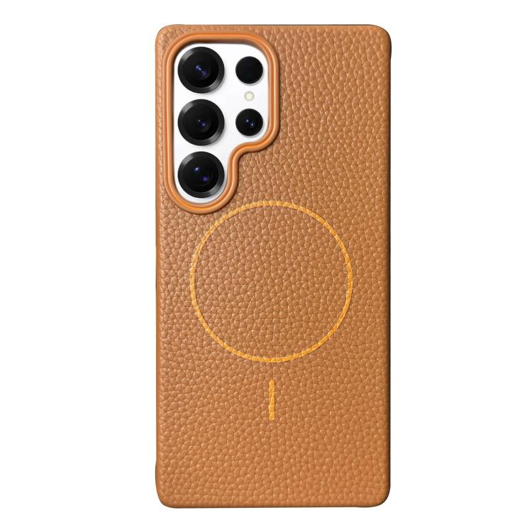 Thin Circle MagSafe Litchi Grain TPU Phone Case, For Samsung Galaxy S25 5G, For Samsung Galaxy S25+ 5G, For Samsung Galaxy S25 Ultra 5G, For Samsung Galaxy S24 FE 5G, For Samsung Galaxy S24 Ultra 5G, For Samsung Galaxy S24+ 5G, For Samsung Galaxy S24 5...