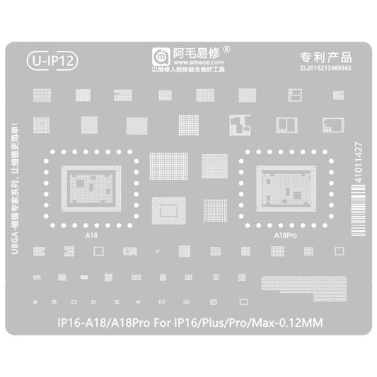 AMAOE 0.12mm Reballing Stencil, For iPhone 16 Series, For iPhone 15 Series, For iPhone 6-15 Series Baseband, For iPhone 7-15 Series, For iPhone 14 Series, For WiFi Comprehensive, For Face ID IC