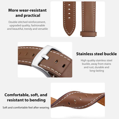 xDfind Flat Head Black Shark Fine Grain Leather Watch Band, For Fitbit Versa 4 / 3 / Sense2 / 1 20mm, For Fitbit Versa 2 / Versa / Versa Lite 22mm