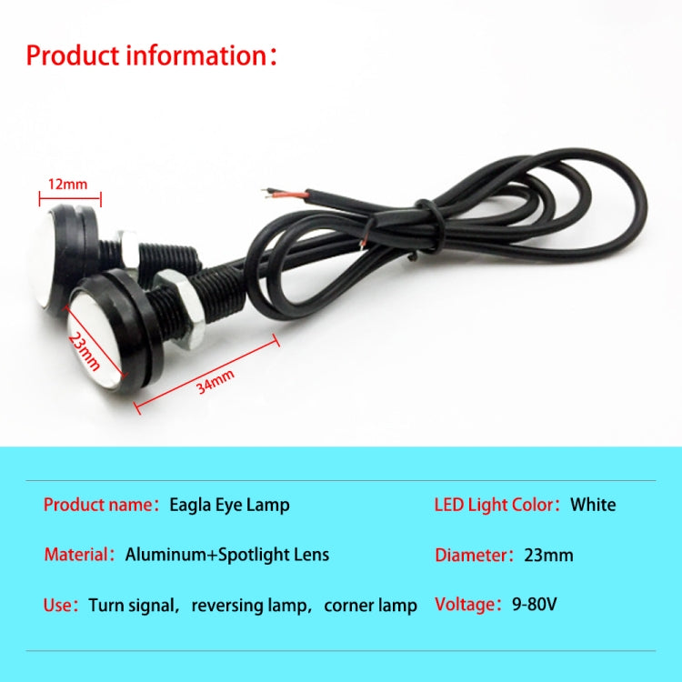 10 PCS 23mm 6 LED SMD-5730 DC9-80V Phare Moto Œil d'Aigle, 6 LED SMD-5730, 6 LED SMD-5730 (Lumière Blanche)