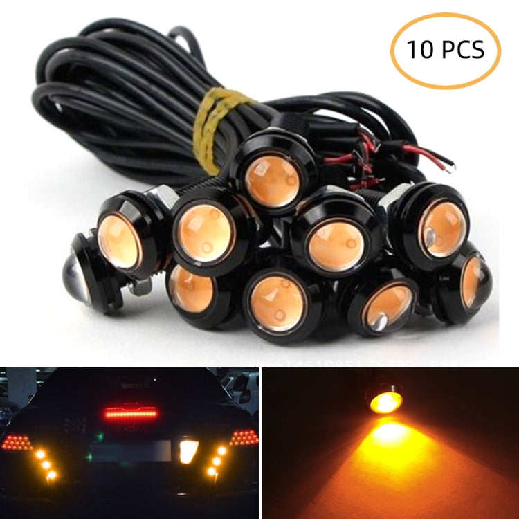 10 PIÈCES 18 mm 1,5 W DC9-80V Phare de moto œil d'aigle double lentille, double lentille 18 mm (lumière jaune), double lentille 18 mm (lumière rouge), double lentille 18 mm (lumière blanche)