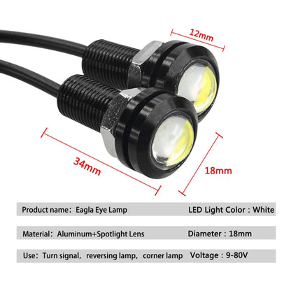 10 PIÈCES 18 mm 1,5 W DC9-80V Phare de moto œil d'aigle double lentille, double lentille 18 mm (lumière jaune), double lentille 18 mm (lumière rouge), double lentille 18 mm (lumière blanche)