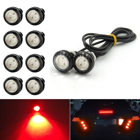 10 unidades de luces LED tipo ojo de águila para motocicleta de 23 mm y 1.5 W, DC9-80V, con doble lente: 23 mm (luz roja), 23 mm (luz blanca) y 23 mm (luz amarilla).