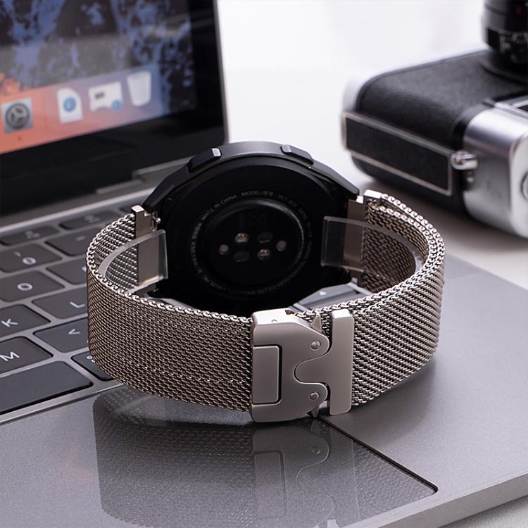 xDfind Milanese Parachute Buckle Stainless Steel Raised Fine Mesh Watch Band, 20mm, 22mm