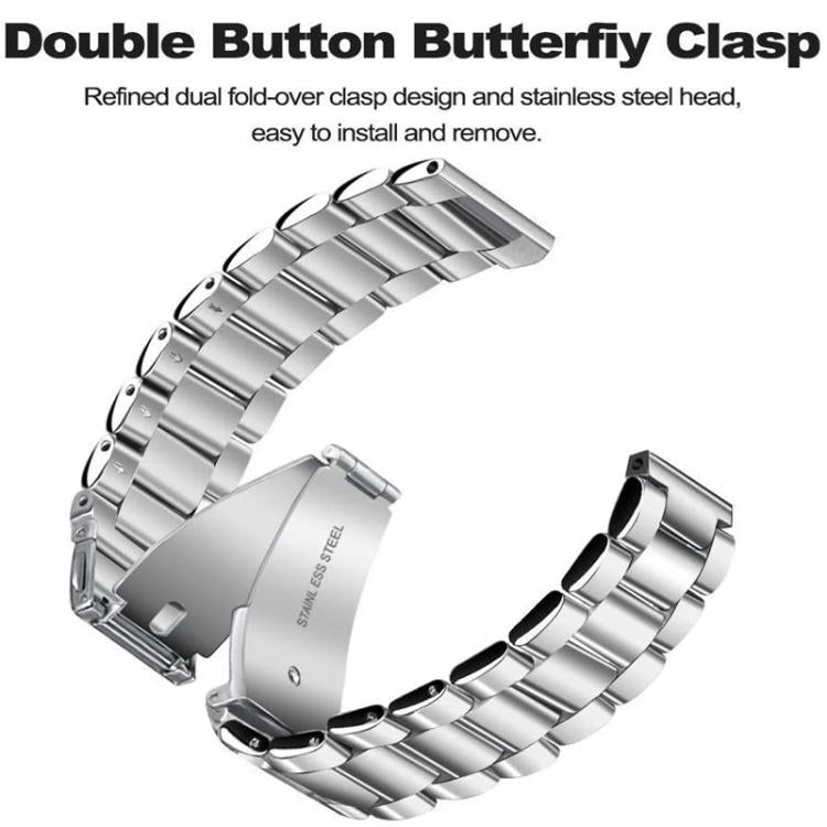 Three Beads Flat Buckle Titanium Alloy Watch Band, 24mm, 16mm