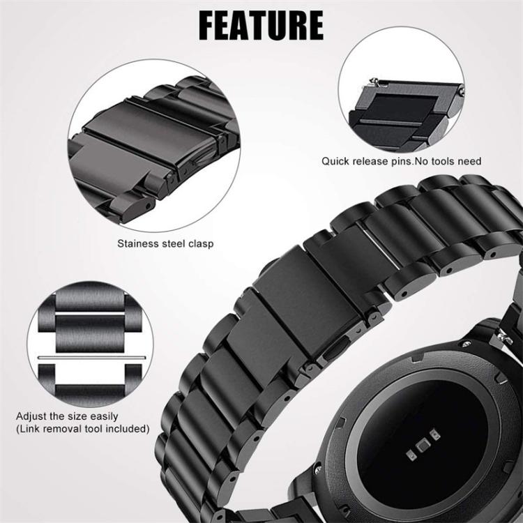 Three Beads Flat Buckle Titanium Alloy Watch Band, 24mm, 16mm