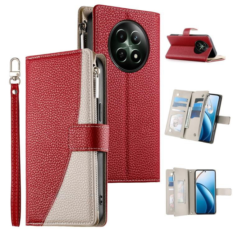Stitching Multi-card Zipper Wallet Leather Phone Case with Short Strap, For Realme 16T 5G, For Realme C100 4G, For Realme C83 5G / C85 5G / Realme 15x 5G, For Realme 16 5G, For Realme 16 Pro+ 5G, For Realme 16 Pro 5G, For Realme C85 Pro 4G             ...