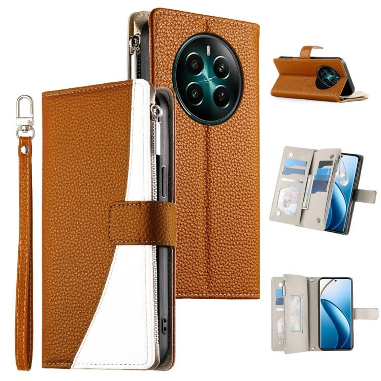 Stitching Multi-card Zipper Wallet Leather Phone Case with Short Strap, For Realme 16T 5G, For Realme C100 4G, For Realme C83 5G / C85 5G / Realme 15x 5G, For Realme 16 5G, For Realme 16 Pro+ 5G, For Realme 16 Pro 5G, For Realme C85 Pro 4G             ...