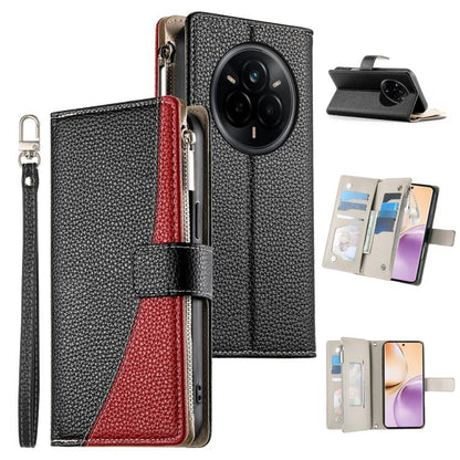 Stitching Multi-card Zipper Wallet Leather Phone Case with Short Strap, For Realme 16T 5G, For Realme C100 4G, For Realme C83 5G / C85 5G / Realme 15x 5G, For Realme 16 5G, For Realme 16 Pro+ 5G, For Realme 16 Pro 5G, For Realme C85 Pro 4G             ...