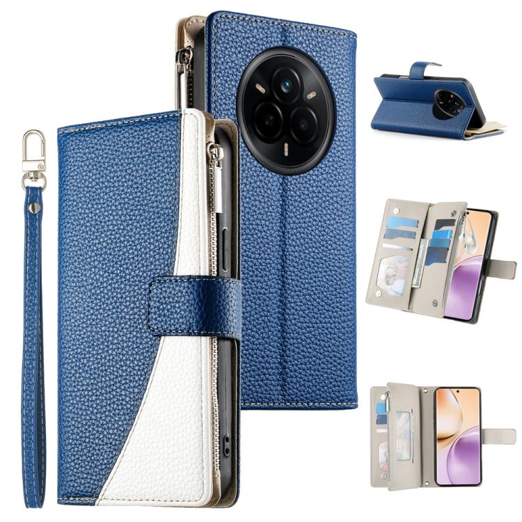 Stitching Multi-card Zipper Wallet Leather Phone Case with Short Strap, For Realme 16T 5G, For Realme C100 4G, For Realme C83 5G / C85 5G / Realme 15x 5G, For Realme 16 5G, For Realme 16 Pro+ 5G, For Realme 16 Pro 5G, For Realme C85 Pro 4G             ...