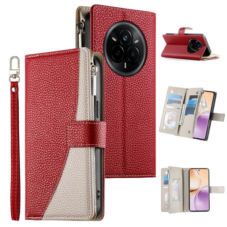 Stitching Multi-card Zipper Wallet Leather Phone Case with Short Strap, For Realme 16T 5G, For Realme C100 4G, For Realme C83 5G / C85 5G / Realme 15x 5G, For Realme 16 5G, For Realme 16 Pro+ 5G, For Realme 16 Pro 5G, For Realme C85 Pro 4G             ...