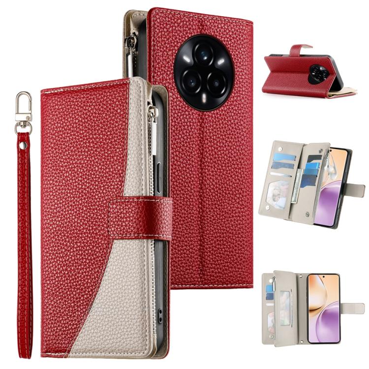 Stitching Multi-card Zipper Wallet Leather Phone Case with Short Strap, For Realme 16T 5G, For Realme C100 4G, For Realme C83 5G / C85 5G / Realme 15x 5G, For Realme 16 5G, For Realme 16 Pro+ 5G, For Realme 16 Pro 5G, For Realme C85 Pro 4G             ...