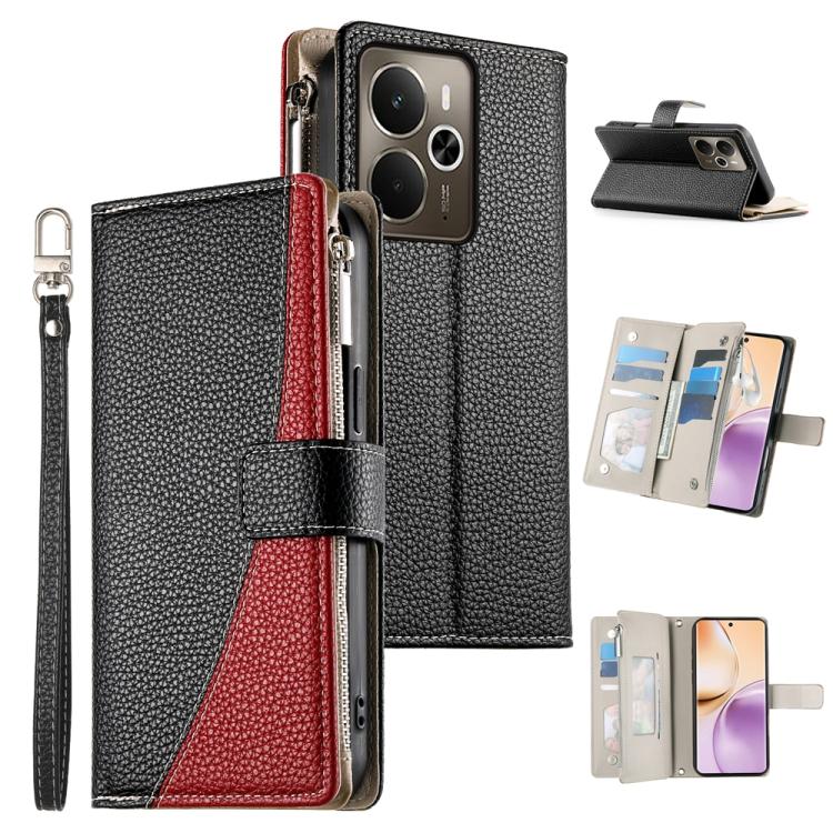 Stitching Multi-card Zipper Wallet Leather Phone Case with Short Strap, For Realme 16T 5G, For Realme C100 4G, For Realme C83 5G / C85 5G / Realme 15x 5G, For Realme 16 5G, For Realme 16 Pro+ 5G, For Realme 16 Pro 5G, For Realme C85 Pro 4G             ...