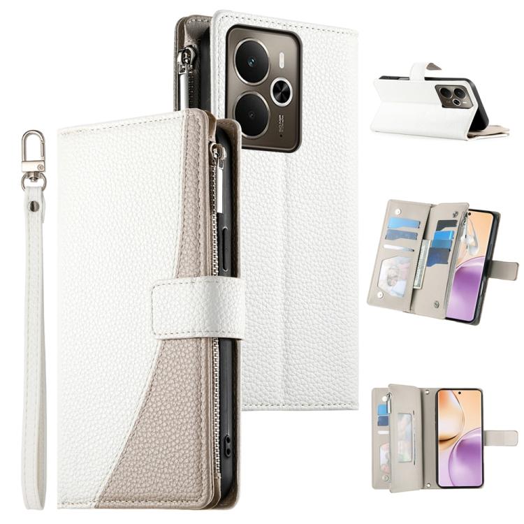 Stitching Multi-card Zipper Wallet Leather Phone Case with Short Strap, For Realme 16T 5G, For Realme C100 4G, For Realme C83 5G / C85 5G / Realme 15x 5G, For Realme 16 5G, For Realme 16 Pro+ 5G, For Realme 16 Pro 5G, For Realme C85 Pro 4G             ...