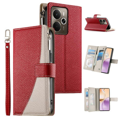 Stitching Multi-card Zipper Wallet Leather Phone Case with Short Strap, For Realme 16T 5G, For Realme C100 4G, For Realme C83 5G / C85 5G / Realme 15x 5G, For Realme 16 5G, For Realme 16 Pro+ 5G, For Realme 16 Pro 5G, For Realme C85 Pro 4G             ...