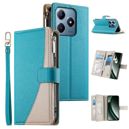 Stitching Multi-card Zipper Wallet Leather Phone Case with Short Strap, For Realme 16T 5G, For Realme C100 4G, For Realme C83 5G / C85 5G / Realme 15x 5G, For Realme 16 5G, For Realme 16 Pro+ 5G, For Realme 16 Pro 5G, For Realme C85 Pro 4G             ...