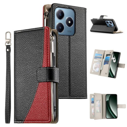 Stitching Multi-card Zipper Wallet Leather Phone Case with Short Strap, For Realme 16T 5G, For Realme C100 4G, For Realme C83 5G / C85 5G / Realme 15x 5G, For Realme 16 5G, For Realme 16 Pro+ 5G, For Realme 16 Pro 5G, For Realme C85 Pro 4G             ...