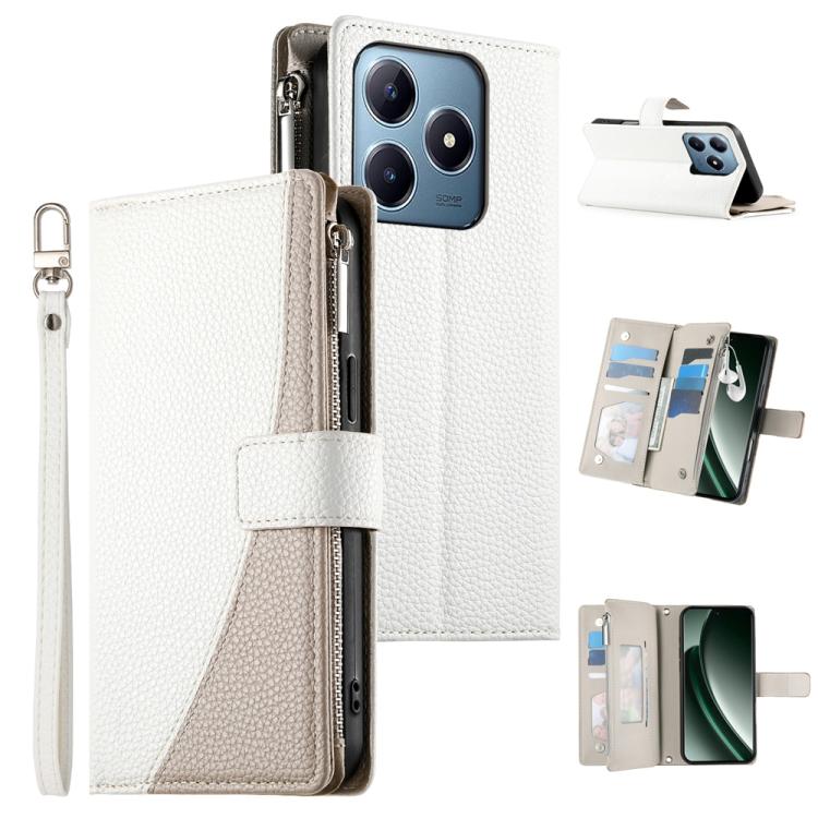 Stitching Multi-card Zipper Wallet Leather Phone Case with Short Strap, For Realme 16T 5G, For Realme C100 4G, For Realme C83 5G / C85 5G / Realme 15x 5G, For Realme 16 5G, For Realme 16 Pro+ 5G, For Realme 16 Pro 5G, For Realme C85 Pro 4G             ...