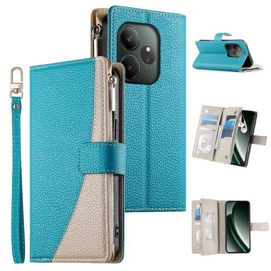 Stitching Multi-card Zipper Wallet Leather Phone Case with Short Strap, For Realme GT 6 / GT Neo6 / GT Neo6 SE, For Realme C67 4G / Realme 12 Lite Global, For Realme 12 Pro / 12 Pro+, For Realme 11 5G / 11x / C67 5G / Narzo 60x, For Realme 11 4G