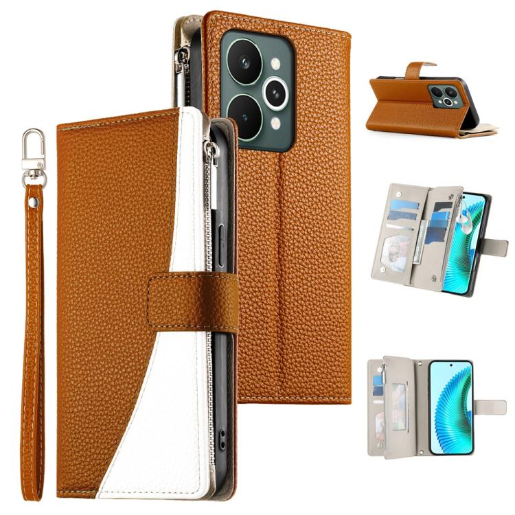 Stitching Multi-card Zipper Wallet Leather Phone Case with Short Strap, For Realme 16T 5G, For Realme C100 4G, For Realme C83 5G / C85 5G / Realme 15x 5G, For Realme 16 5G, For Realme 16 Pro+ 5G, For Realme 16 Pro 5G, For Realme C85 Pro 4G             ...
