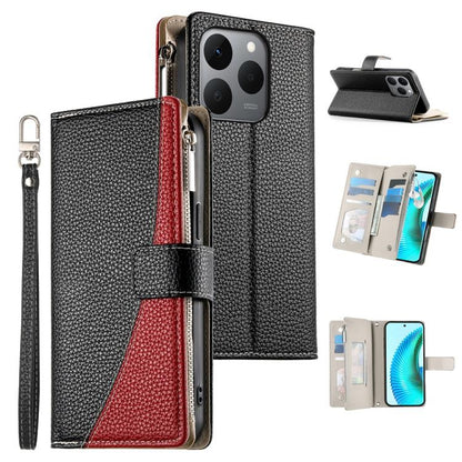 Stitching Multi-card Zipper Wallet Leather Phone Case with Short Strap, For Realme 16T 5G, For Realme C100 4G, For Realme C83 5G / C85 5G / Realme 15x 5G, For Realme 16 5G, For Realme 16 Pro+ 5G, For Realme 16 Pro 5G, For Realme C85 Pro 4G             ...