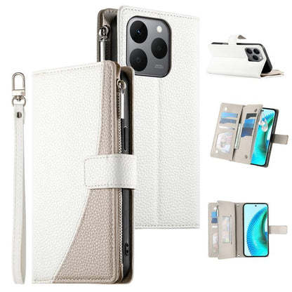 Stitching Multi-card Zipper Wallet Leather Phone Case with Short Strap, For Realme 16T 5G, For Realme C100 4G, For Realme C83 5G / C85 5G / Realme 15x 5G, For Realme 16 5G, For Realme 16 Pro+ 5G, For Realme 16 Pro 5G, For Realme C85 Pro 4G             ...