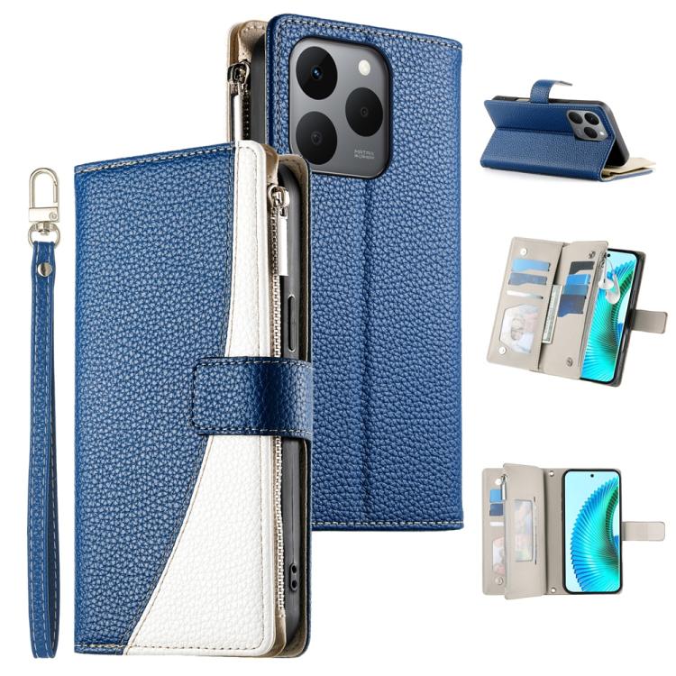 Stitching Multi-card Zipper Wallet Leather Phone Case with Short Strap, For Realme 16T 5G, For Realme C100 4G, For Realme C83 5G / C85 5G / Realme 15x 5G, For Realme 16 5G, For Realme 16 Pro+ 5G, For Realme 16 Pro 5G, For Realme C85 Pro 4G             ...