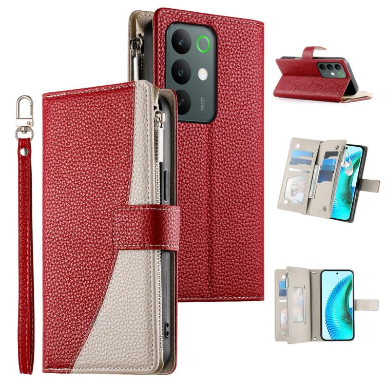 Stitching Multi-card Zipper Wallet Leather Phone Case with Short Strap, For Realme 16T 5G, For Realme C100 4G, For Realme C83 5G / C85 5G / Realme 15x 5G, For Realme 16 5G, For Realme 16 Pro+ 5G, For Realme 16 Pro 5G, For Realme C85 Pro 4G             ...