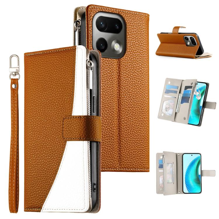 Stitching Multi-card Zipper Wallet Leather Phone Case with Short Strap, For Realme 16T 5G, For Realme C100 4G, For Realme C83 5G / C85 5G / Realme 15x 5G, For Realme 16 5G, For Realme 16 Pro+ 5G, For Realme 16 Pro 5G, For Realme C85 Pro 4G             ...
