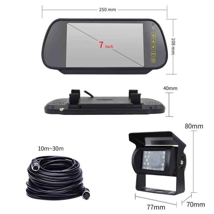 7 inch IPS HD Screen AHD Touch Button Car Reversing Rearview Camera Monitor Kit, Car Rearview Camera Monitor Kit
