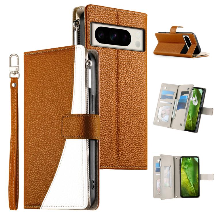 Stitching Multi-card Zipper Wallet Leather Phone Case with Short Strap, For Google Pixel 11 Pro XL, For Google Pixel 11 / Pixel 11 Pro, For Google Pixel 10a, For Google Pixel 9 Pro XL / Pixel 10 Pro XL, For Google Pixel 9 / 9 Pro / 10 / 10 Pro         ...