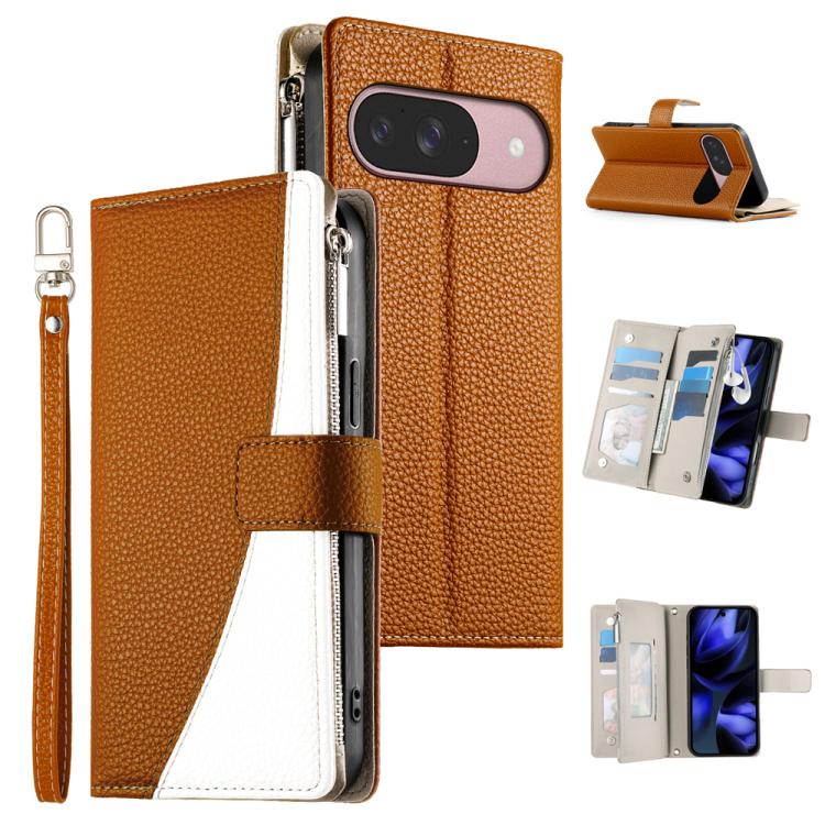 Stitching Multi-card Zipper Wallet Leather Phone Case with Short Strap, For Google Pixel 11 Pro XL, For Google Pixel 11 / Pixel 11 Pro, For Google Pixel 10a, For Google Pixel 9 Pro XL / Pixel 10 Pro XL, For Google Pixel 9 / 9 Pro / 10 / 10 Pro         ...