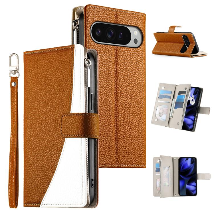 Stitching Multi-card Zipper Wallet Leather Phone Case with Short Strap, For Google Pixel 11 Pro XL, For Google Pixel 11 / Pixel 11 Pro, For Google Pixel 10a, For Google Pixel 9 Pro XL / Pixel 10 Pro XL, For Google Pixel 9 / 9 Pro / 10 / 10 Pro         ...