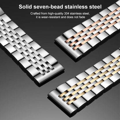 xDfind Seven-bead Solid Stainless Steel Watch Band, 14mm, 18mm, 20mm, 22mm