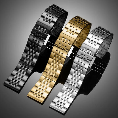 xDfind Seven-bead Solid Stainless Steel Watch Band, 14mm, 18mm, 20mm, 22mm