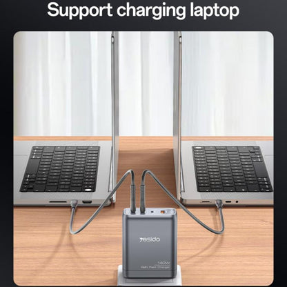 Yesido YC143 140W 4 Ports GaN Fast Charging Charger, 3 x USB-C / Type-C, 1 x USB-A
