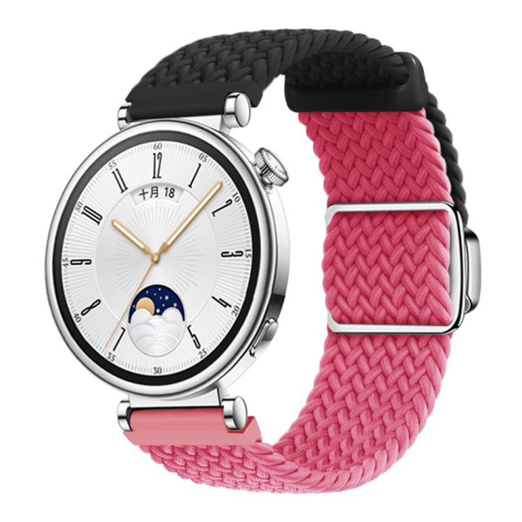 Woven Splicing Color Magnetic Silver Buckle Watch Band, 18mm