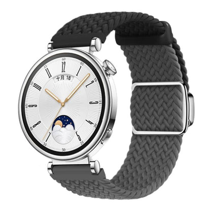 Woven Splicing Color Magnetic Silver Buckle Watch Band, 18mm