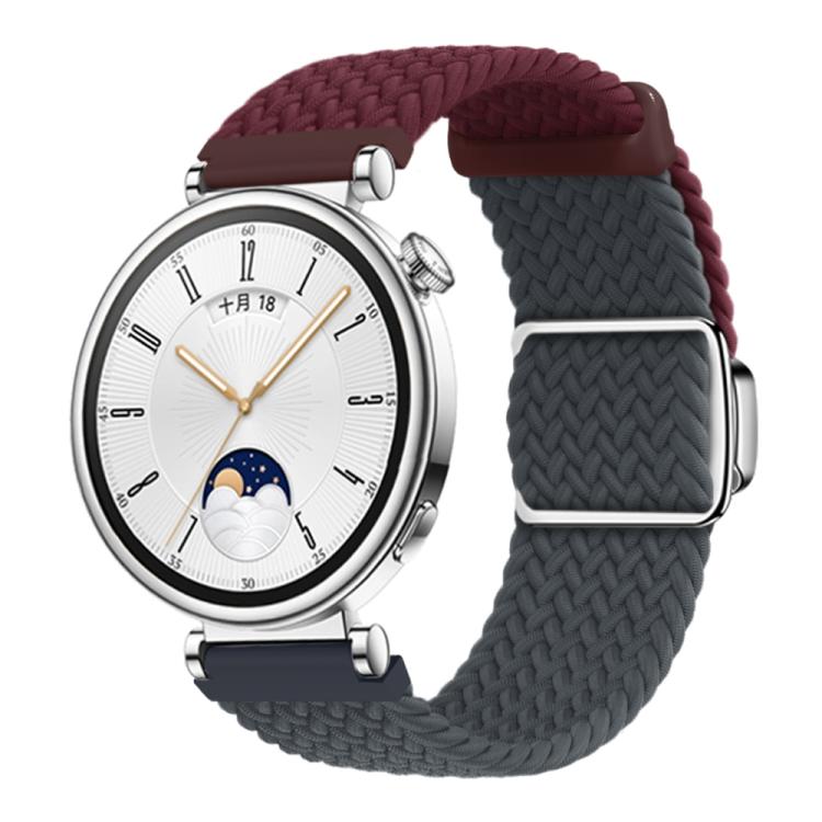 Woven Splicing Color Magnetic Silver Buckle Watch Band, 18mm